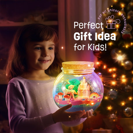 LAOESE Unicorn Gifts for Girls - Unicorns Terrarium Kit for Kids - Birthday Gift for Girl Ages 4 5 6 7 8-12 Year Old - DIY Unicorns Toys Arts and Crafts Kit for Kid LAOESE