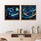 hyzsj 4 Pack Paint by Numbers Kit for Adults with Frame,Moon Paint by Numbers for Adults, Paint by Number with Easel, DIY Starry Sky Paint by Number Kits for Home Wall Decor（7.87x7.87inch hyzsj