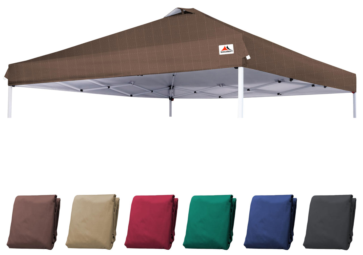 SCOCANOPY Replacement Top with Air Vent for 10x10 Canopy Frame, Canopy Cover ONLY, (Brown Ripstop) SCOCANOPY