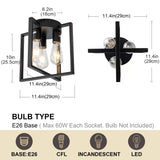 LEIP 3-Light Ceiling Light Fixture, Semi-Flush Mount Light with Contemporary Geometric Metal Cage, Farmhouse Industrial Lighting for Kitchen Living Room Bedroom Hallway Foyer, E26 Black LEIP
