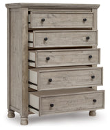 Signature Design by Ashley Harrastone Chest of Drawers, 42" W x 20" D x 56" H, Light Gray Signature Design by Ashley