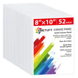 Simetufy Canvas Boards for Painting 52 Pack 8 x 10 Inch Blank Flat Canvas Panels 100% Cotton Pre-Primed for Acrylic & Oil Paint, Art Supplies for Kids & Adults Simetufy
