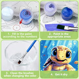 Reivworl Paint by Numbers Kit for Kids with Frame, Sea Turtles Paint by Number with Frame, Paint by Number Kids Age 5-8-12 for Gifts and Home Decor (8X8Inch) Reivworl
