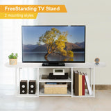 BTY Floating TV Stand for 50" TV Wall Mounted Entertainment Center with 3 Tier Open Storage Shelf, Wooden Media Console for Living Room, Bedroom, Under TV Shelf, White BTY
