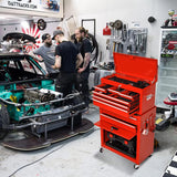 Clickoods Tool Chest Heavy Duty Rolling Tool Box with Cabinet 8-Drawer for Lockable & Removable Cabinet for Garage and Workshop - Red Clickoods