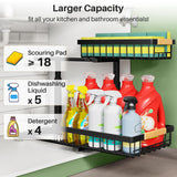 Under Sink Organizer, 2 Packs 2 Tier Under Sink Organizers and Storage, Slide Out Pull Out Cabinet Organizer Shelf, Metal Sliding Drawer for Kitchen Bathroom Pantry Cabinet Closet Organization Rack Kitstorack