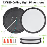 13 inch Flush Mount LED Ceiling Light Fixture, 2700K/3000K/3500K/4000K/5000K Adjustable Ceiling Lights, Oil Rubbed Bronze Saturn Dimmable Lighting for Hallway Bathroom Kitchen or Stairwell, ETL Listed hykolity