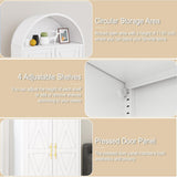 GAIOUS 73" Tall Metal Arched Kitchen Pantry Cabinet, Modern Farmhouse Storage Cabinets with 2 Doors & 4 Adjustable Shelves, 6-Tier Cupboard with Open Storage Area, Versatile Bookcase/Hutch-White GAIOUS