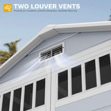 DWVO 6x4.4 FT Resin Storage Shed with Fence-Style and Side Windows, Lockable Door, and Vents for Garden, Backyard, Patio, Lawn, Gray DWVO