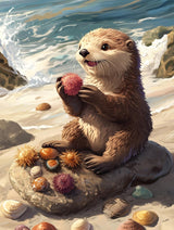 Ginfonr DIY 5D Diamond Art Kits for Adults, Animal Diamond Painting for Adults, Diamond Art Sea Otter Full Drill, Diamond Art Kits Embroidery Rhinestone Craft for Home Wall Decor 12 * 16 Inch Ginfonr