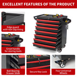 Barphygo 7-Drawer Rolling Tool Chest, Metal Tool Box with Wheels & Lock Garage Storage Cabinets Tool Cart Toolbox Organization Workbench for Workshop, Warehouse & Repair Shop Barphygo