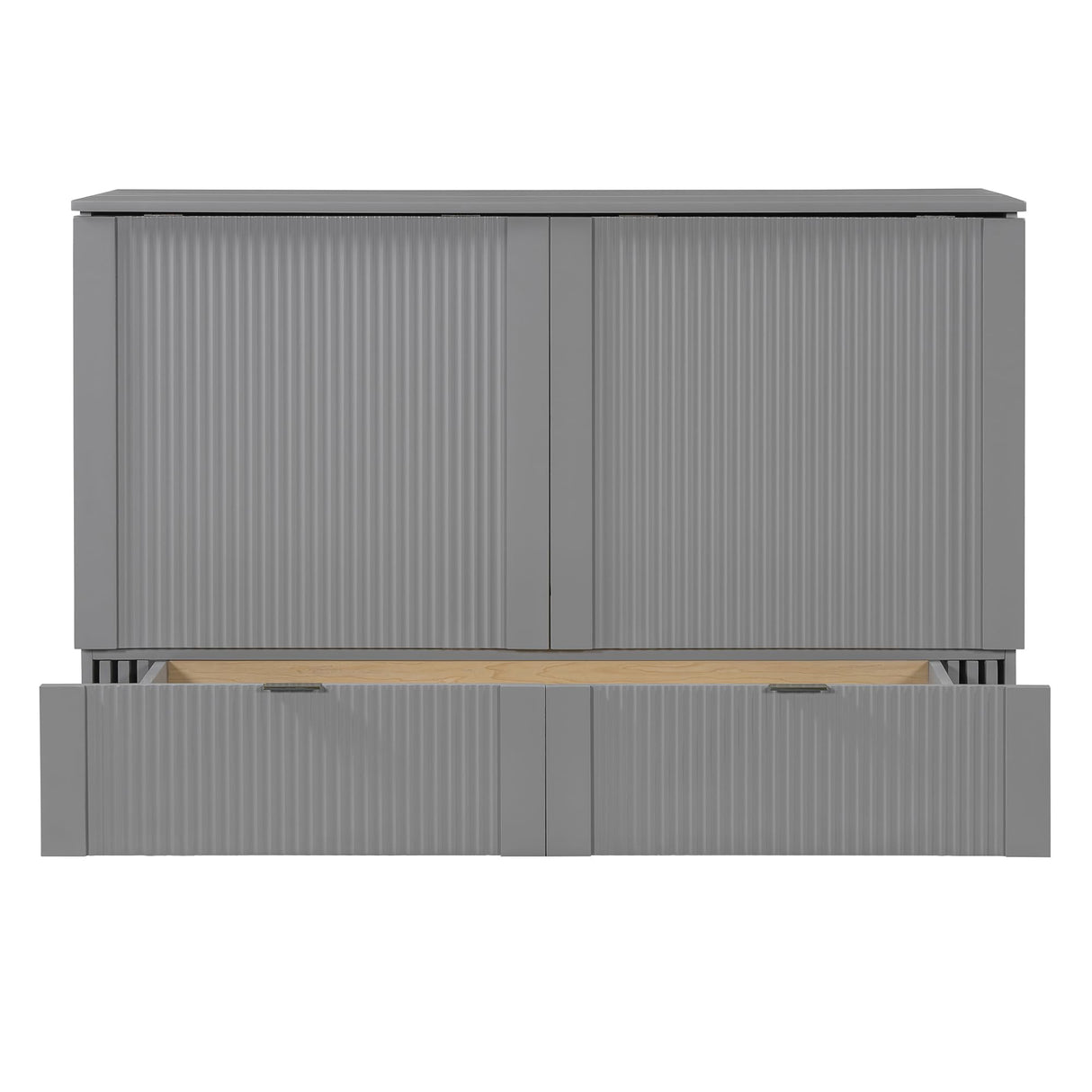 Harper & Bright Designs Queen Size Murphy Bed, Wood Queen Wall Bed with Drawer and a Set of Sockets & USB Ports, Pulley Structure Design, Gray Harper & Bright Designs