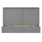 Harper & Bright Designs Queen Size Murphy Bed, Wood Queen Wall Bed with Drawer and a Set of Sockets & USB Ports, Pulley Structure Design, Gray Harper & Bright Designs