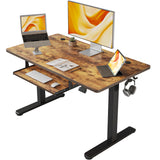 FEZIBO Standing Desk with Keyboard Tray, 40 × 24 Inches Electric Height Adjustable Desk, Sit Stand Up Desk, Computer Office Desk, Rustic Brown FEZIBO