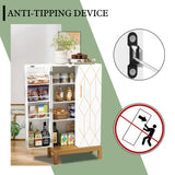 ARTPOWER 45'' Kitchen Pantry Cabinet with Gold Trim, Pantry Cabinets with Doors and Adjustable Shelves, Food Pantry Cabinet for Kitchen, Dining Room and Living Room,Classic White Cabinet with Gold Leg ARTPOWER