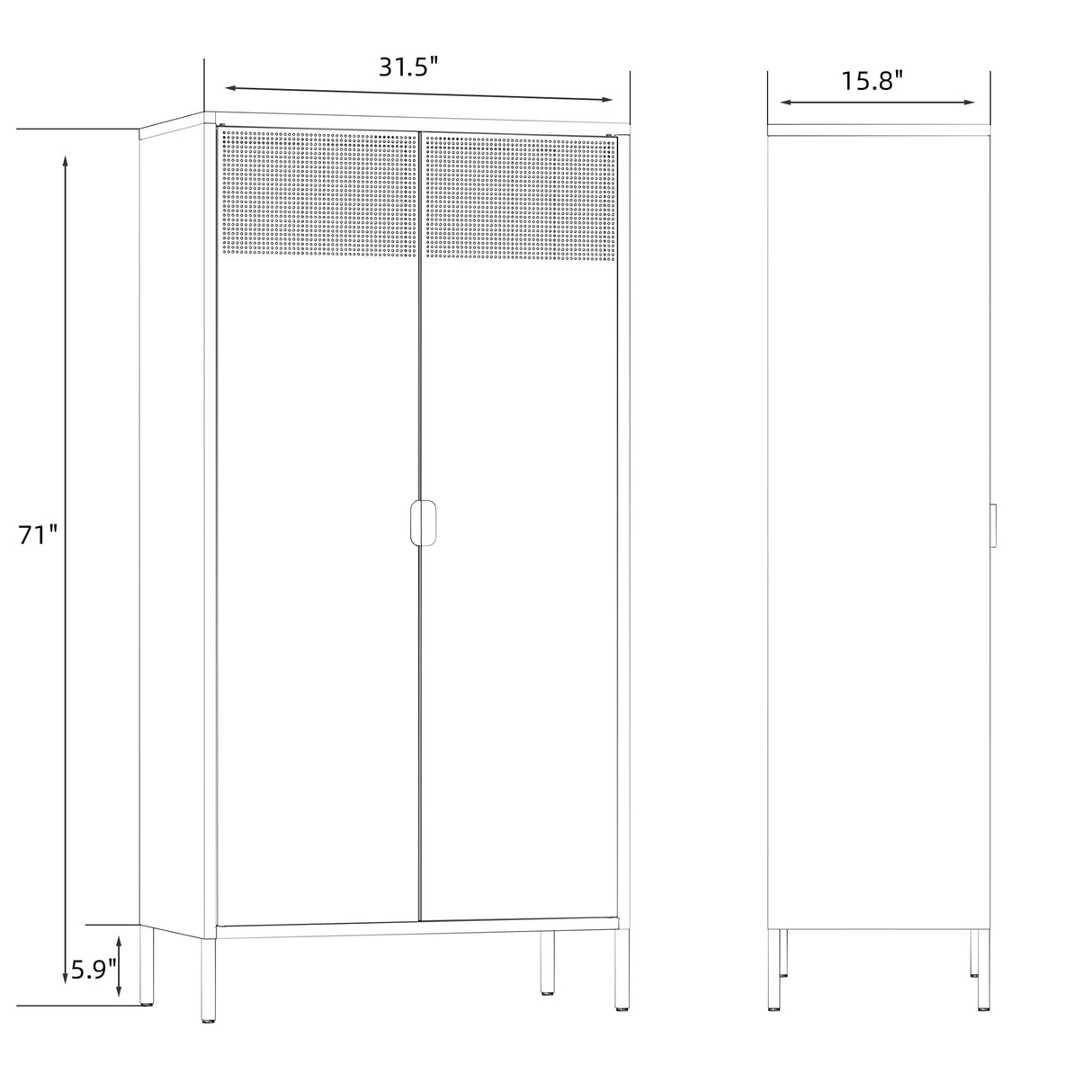 Ustamio 71 Inches Black Metal Storage Cabinet with Doors and Shelves, 5 Tier Kitchen Pantry Cabinet, Metal Cabinet for Home Office, Dinning Room, Laundry Room, Living Room, Bathroom and Utility Room Ustamio