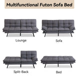 Cozysnooze Convertible Futon Sofa Bed Couch,Linen Fabric Futon Sofa Couch,Memory Foam Futons,Small Splitback Modern Loveseat Sleeper Couch Bed for Living Room,Office,Apartment,Dark Grey Cozysnooze
