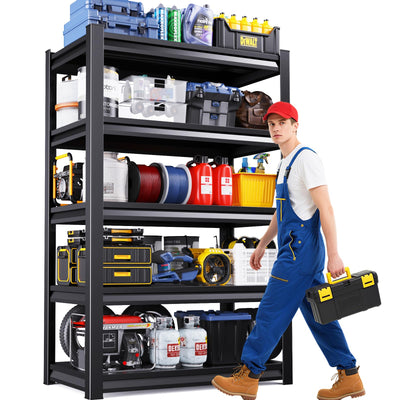 PKDYEZ Garage Shelving 5-Tier Adjustable Metal Garage Shelves Heavy Duty Unit,3000 LBS Steel Shelf Storage Rack Suitable for Industries,Warehouses,Basement,Black (72''H x 36''W x 16''D)