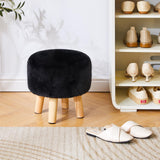 YMYNY Ottoman, Modern Footrest with Soft Padded Seat, Foot Stool with Wood Legs, Small Round Accent Small Table for Living Room Bedroom Office 12.6" D×12.6" W×12.6" H Black UHBD035B YMYNY