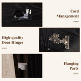 LUXOAK Floating TV Stand with 36" Electric Fireplace, 70 inch Wall Mounted Electric Fireplace Entertainment Center with Storage Space, TV Stand for Living Room for TVs Up to 80", All Black LUXOAK