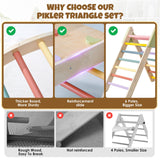 Pikler Triangle Set 7in1 Montessori Climbing Set, Foldable Climbing Toys for Toddlers 1-3 Inside, Wooden Pikler Triangle Climbing Set with Arch&Ramp&Ladder, Pickler-3 Piece Baby Climbing Gym Indoor Takeeyce