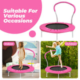 Roinoim 36 Inch Mini Trampoline for Kids with Handle, Indoor Round Toddler Trampoline, Pink Roinoim