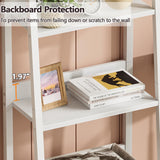 Furologee 5-Tier White Ladder Shelf, Ladder Bookshelf with Removable Drawer, Mordern Bookcase Storage Rack Organizer, Wood Metal Freestanding Storage Shelves for Living Room, Home Office, Bedroom Furologee