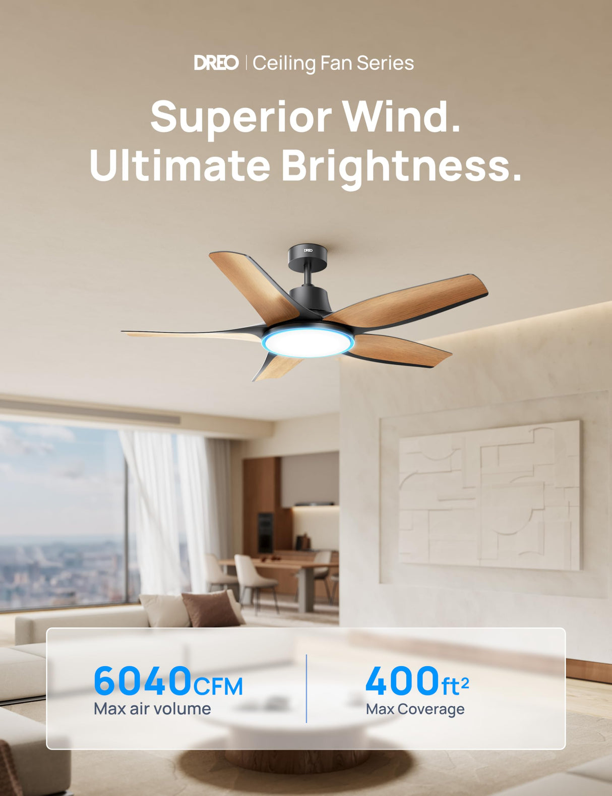 Dreo Smart Ceiling Fans with Lights, Low profile Ceiling Fan with Alexa/App, 52'' Dimmable Lighting & Color Tuning, RGB Ambient Light for Living Room, Game Room, Easy Installation, Quiet, Black Dreo