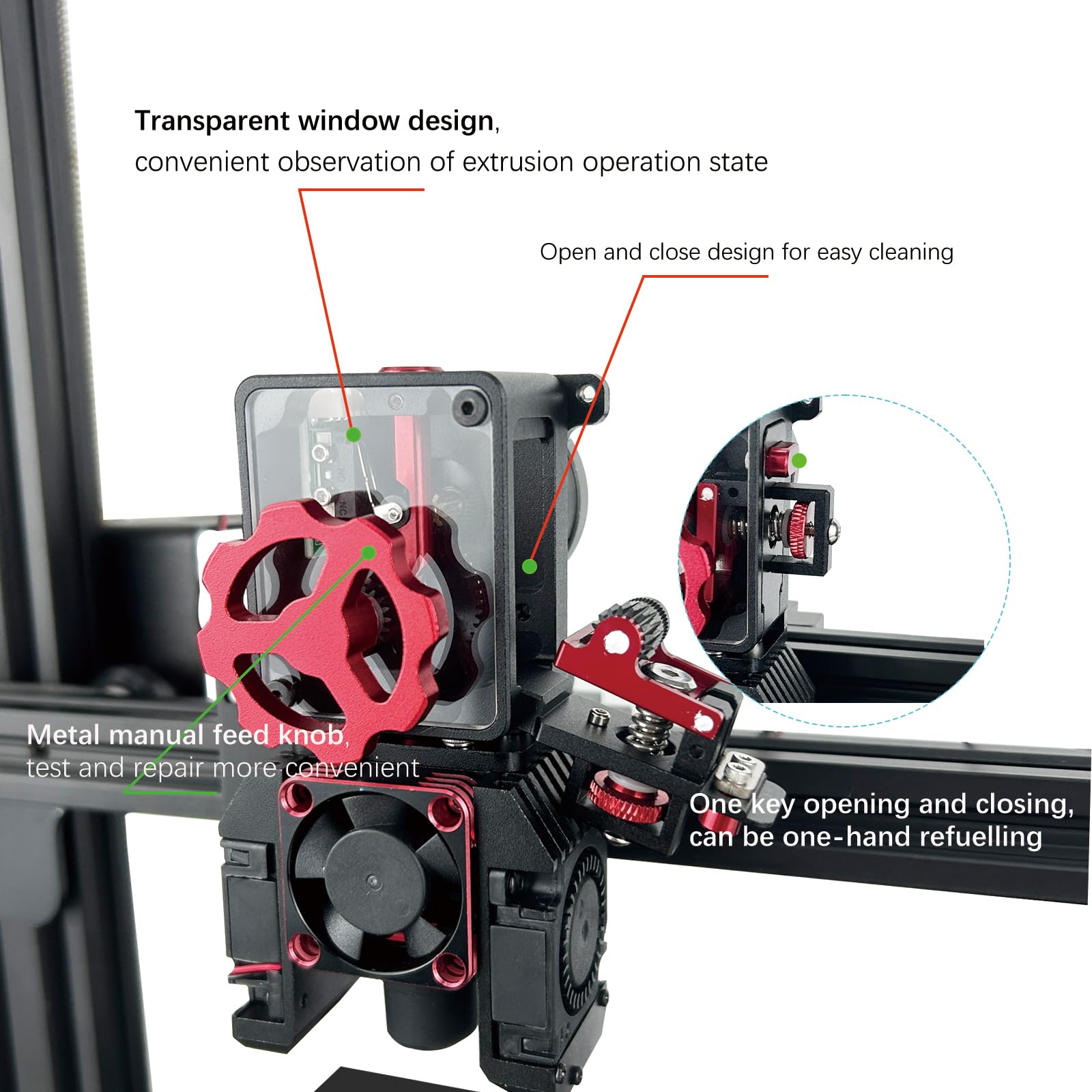 ChowThink Armour V2.0 Direct Drive Extruder with All Metal Structure and Hardened Steel Gear,Dual Gear, Ceramic Heating Block,DLC Nano Coated Bimetal Heatbreak for Ender3,Ender3 V2,Ender3 pro - WoodArtSupply