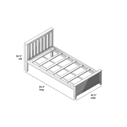 Max & Lily Twin Bed Frame with Slatted Headboard, Solid Wood Platform Bed for Kids, No Box Spring Needed, Easy Assembly, White - WoodArtSupply