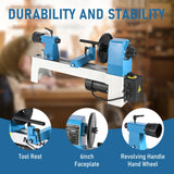 Mini Benchtop Wood Lathe, 8" x 12" Small Wood Lathe Machine 1/3 HP Infinitely Variable Speed 750-3200 RPM with Wood Turning Lathe Tools Kits Professional for DIY Woodworking MECHINHUB