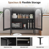 FURSTEL Buffet Cabinet, Modern Industrial Style Sideboard Buffet Cabinet, with Adjustable Shelves Credenza for Living Kitchen Dining Farmhouse, 15.8" L x 27.6" W x 35" H Black FURSTEL