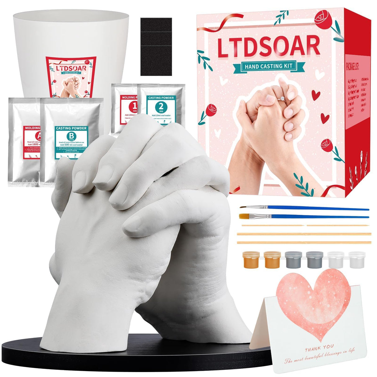 LTDSOAR Hand Casting Kit, Couples with Practice Kit, Hand Mold Kit for Adults & Kids, Romantic Anniversary Wedding Birthday for Her or Him,Boyfriend Girlfriend Unique LTDSOAR