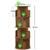 Aheaplus 360° Rotating Small Corner Bookshelf with 4 Tiers - Rustic Brown Sturdy Storage Rack for Limited Spaces Aheaplus