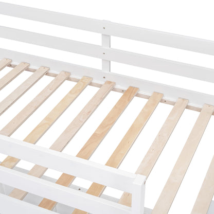 Bellemave Twin Over Full Bunk Bed with Desk and Movable Underbed in White - WoodArtSupply