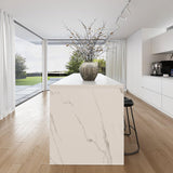 homary 72" Kitchen Island with Storage Kitchen Cabinet Marble Veneered Top Large Island Table with Seating homary