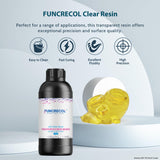 FUNCRECOL 3D Printer Resin Clear, High Precision Fast UV-Curing 3D Resin 405nm for LCD/DLP/MSLA Resin 3D Printer, Low Odor 3D Printing Resin Clear Yellow 1KG FUNCRECOL