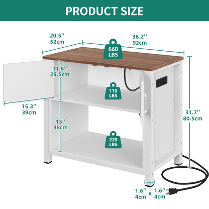 YITAHOME Farmhouse TV Stand for 40 Inch with Power Outlet, Wooden TV Media Console with Storage Cabinet for 660lbs, Rustic Entertainment Center Table TV Cabinet for Living Room, White Oak