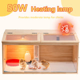 Large Wooden Chicken Brooder Box with Bulb Set and Thermometer - Brooder Box for Chicks Indoor Accommodates Up to 25 Chicks - Ideal for Chickens, Ducks, Quails, Hamsters, and Lizards（32x16x16 Inches） UYDJKLS