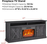 Electric Fireplace, Fireplace TV Stand for Television up to 58" Heater TV Stand, Freestanding Electric Fireplace Heater, Adjustable Flame, Fireplace Insert with Remote Control & Storage Cabinets Takywep