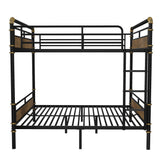 Queen Over Queen Bunk Bed, Heavy Duty Metal Bunk Beds with Ladder for Kids Adults, Space-Saving Bunk Bed with Safety Guardrails and Wood Headboard, Convertible into 2 Beds, No Box Spring Needed, Black RuiSiSi