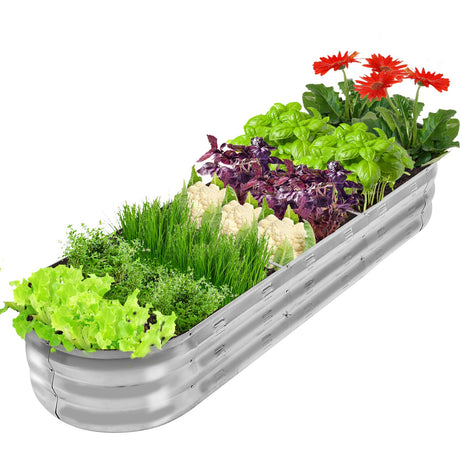 GADI Raised Garden Bed Kit for Vegetables Flower Galvanized Metal Planter Boxs Designed for Easy DIY and Cleaning Not Twist Or Rot (Silver) GADI
