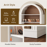 RALGEND Arched Bookshelf, 73" Tall Arch Bookcase with Drawers, 6-Tier Farmhouse Book Shelf, Wooden Bookshelf with Open Display Shelves for Living Room, Office, Adjustable Shelf, Walnut and White RALGEND