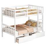 Harper & Bright Designs Twin Over Twin Bunk Bed with 2 Drawers, Convertible into 2 Twin Beds, Twin Bunk Bed with Ladder and Safety Guardrails, White Harper & Bright Designs