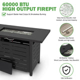 Hykolity 42 Inch Gas Fire Pit Table, 60,000 BTU Propane Pits for Outside with Steel Lid and Waterproof Cover, 2 in 1 Firepit Table Gatherings Parties on Patio Deck Garden Backyard, Black hykolity