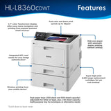 Brother Printer HLL8360CDWT Business Color Laser Printer with Duplex Printing, Wireless Networking and Dual Trays, White Brother