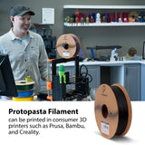 Protopasta Electrically Conductive Composite Black PLA 3D Printer Filament for Electrically Conductive 3D Prints | Easy Printing with Low Warp | 1.75mm Filament | 500g with Recyclable Cardboard Spool Proto-Pasta