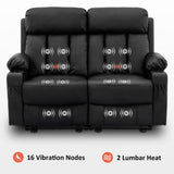 MCombo Power Loveseat Recliner, Electric Reclining Loveseat Sofa with Heat and Vibration, Cup Holders, USB Charge Port for Living Room 6075 Faux Leather (Loveseat Recliner, Black) MCombo