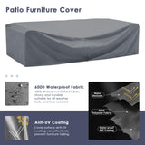 Amopatio 8 Piece Outdoor Patio Furniture Set with 44” Fire Pit Table Rattan Conversation Sectional Sets, Patio Couch with Tempered Glass Tea Table, Thickened Navy Cushions for Porch Backyard Lounge Amopatio