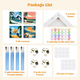 MXJSUA 4 Pack Beach Sea View Paint by Numbers Kit with Framed Canvas for Ages 6-12 Kids, Paint by Numbers Kits for Adult Beginners, Acrylic Oil Painting for Home Wall Decor Gift (8x8 inch) MXJSUA